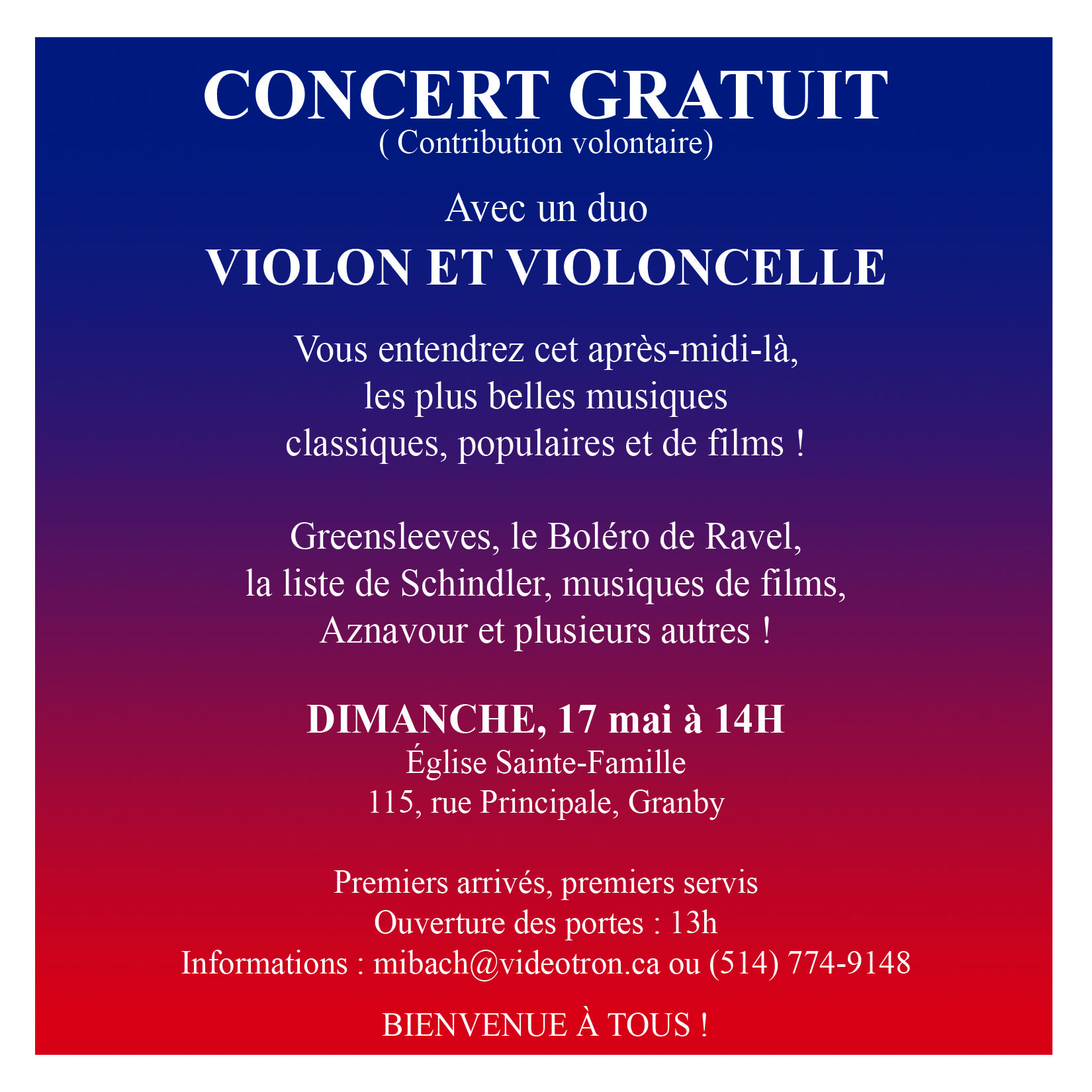 Concert gratuit à Granby